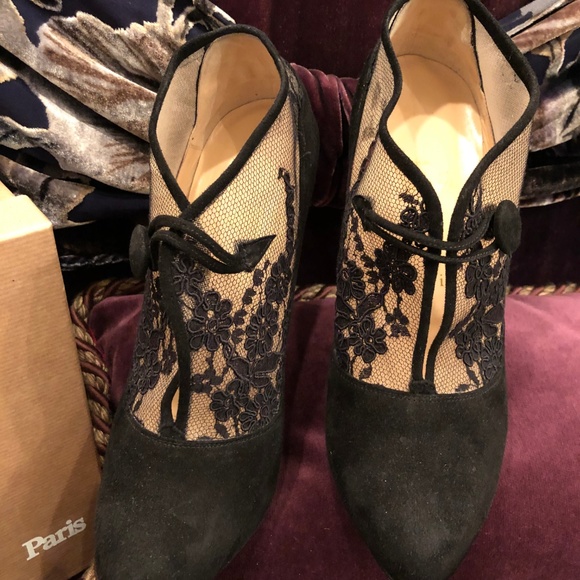 Louboutin Black & Nude Suede Booties - Picture 7 of 8